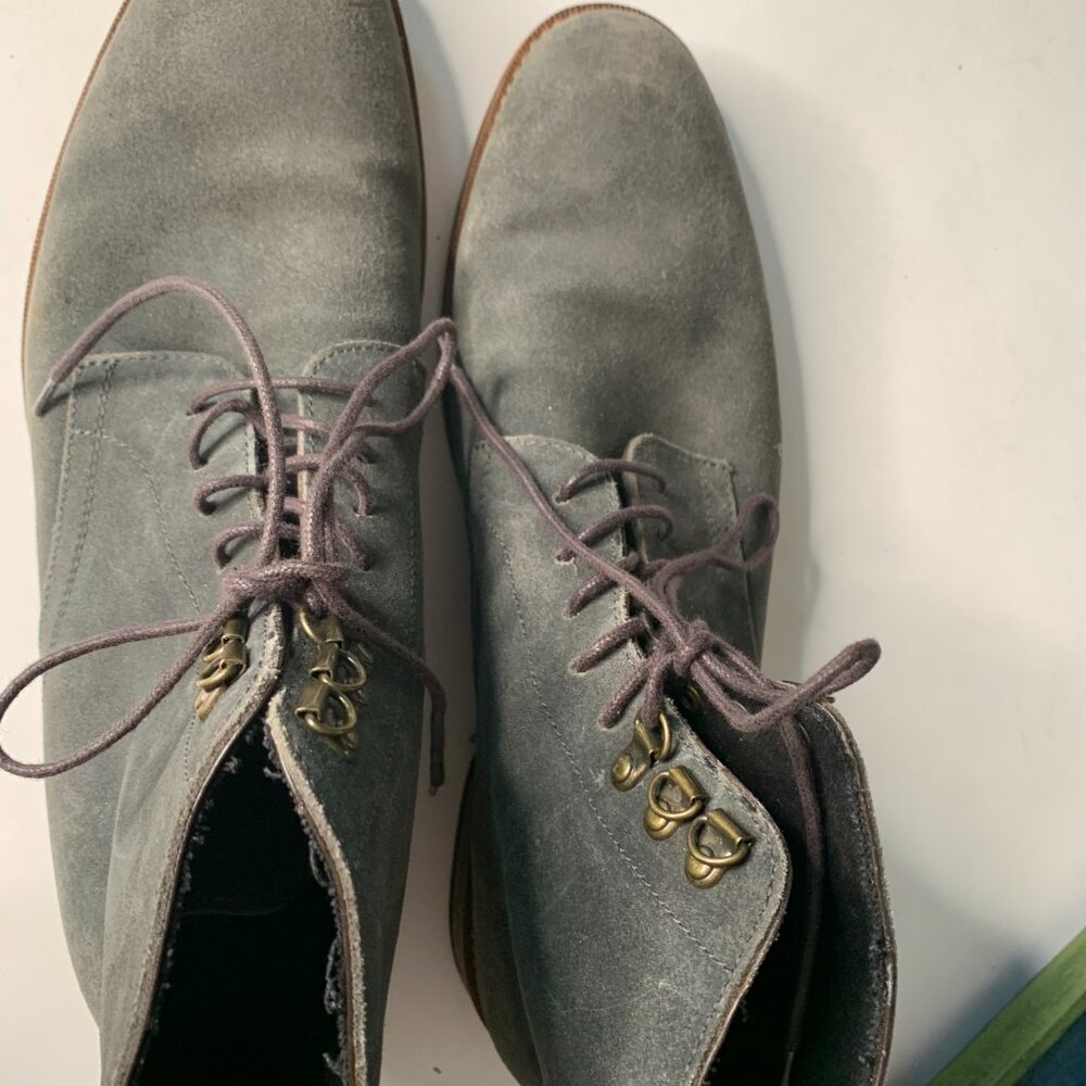 BANANA REPUBLIC MENS SUEDE LACE UP ANKLE BIKER GREEN BOOTS SIZE 10.5 - Picture 6 of 9